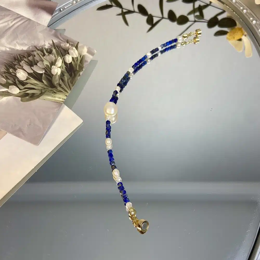 Pearly Lapis Glow Bracelet