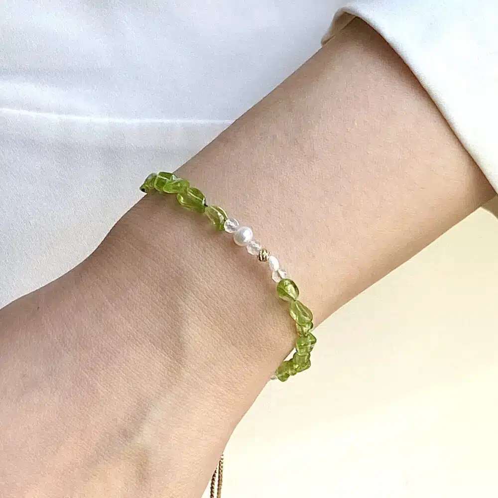 Pearly Peridot Charm Bracelet